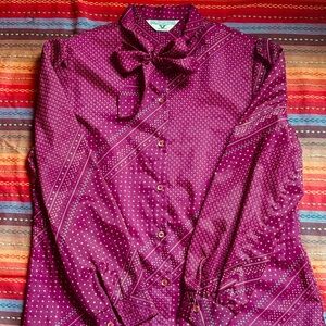 Retro Geometric 80s/90s Bow Blouse